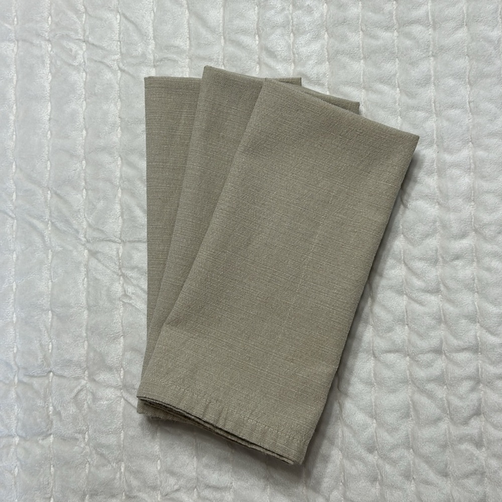 Set of 3 - Threshold Light Tan / Linen Colored Cloth Napkins